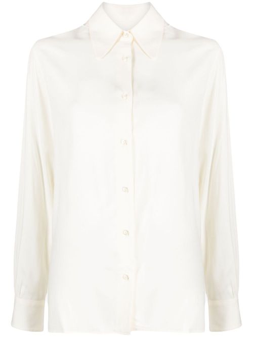 Pointed-collar button-up shirt - Neutrals