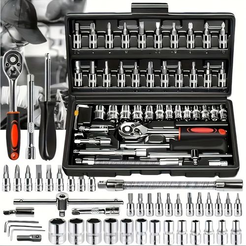 TEMU 46pcs Professional Tool Set, Multi-functional Toolbox, Portable Design, For Home And Car Repair, A Tool Set For Diy Enthusiasts And