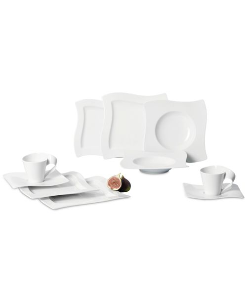 New Wave 30 Pc. Dinnerware Set, Service for 6 - White