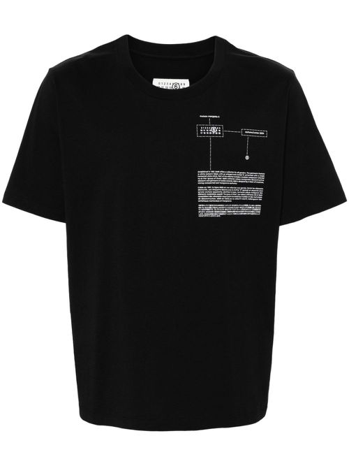 Numbers-motif cotton T-shirt - Black