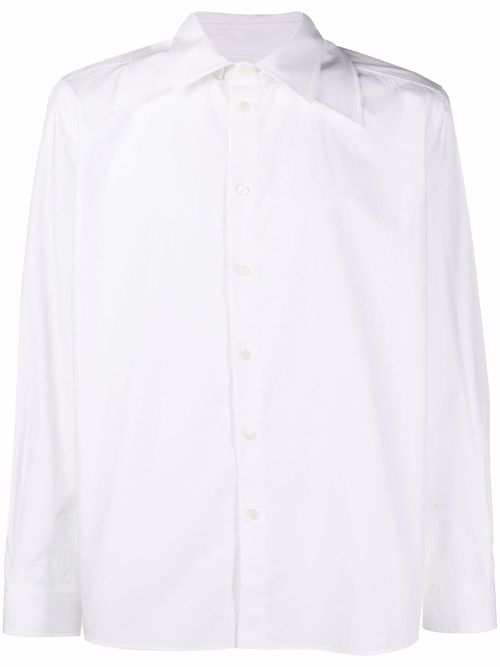 Spread-collar cotton-poplin shirt - White