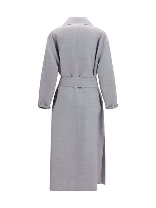 Belted Double Merino Wool Coat — Gray