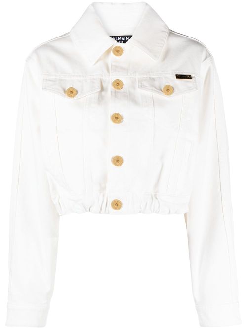 Cropped denim jacket - White