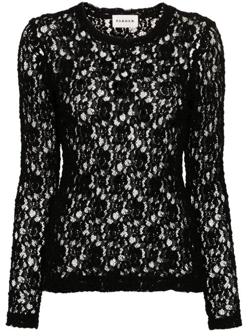 Lace semi-sheer top - Black