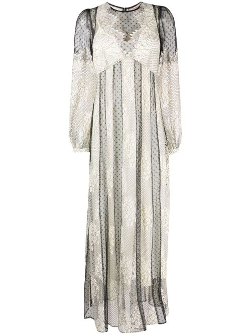 Floral-lace maxi dress - Black