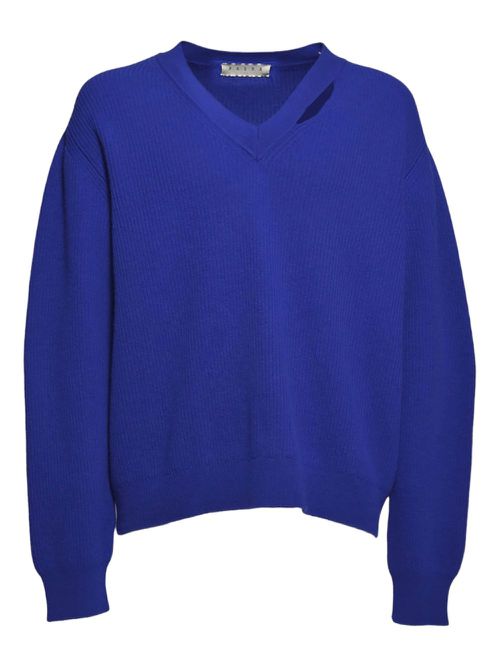 V-neck wool sweater - Blue