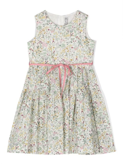 Floral-print pleated dress - White