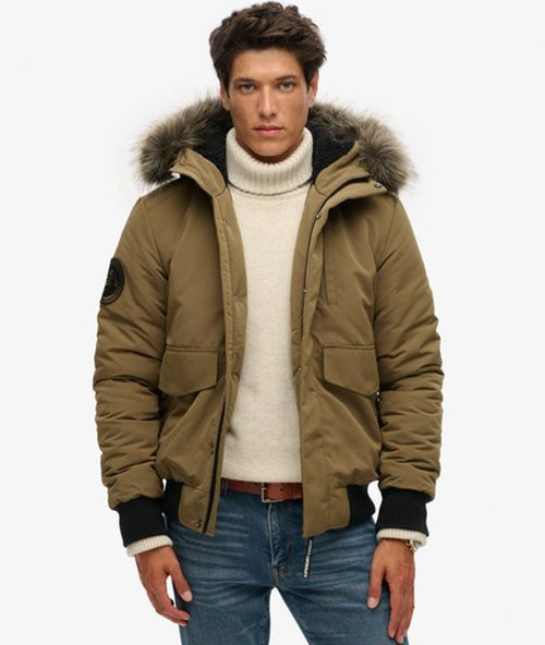 Superdry Men's Hooded Everest Puffer Bomber Jacket Green