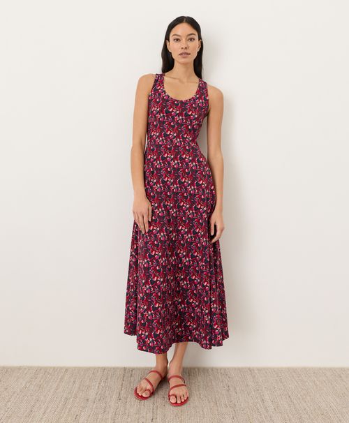 Women's Paradise Petals Poppy Red Fit & Flare Open Back Maxi Dre