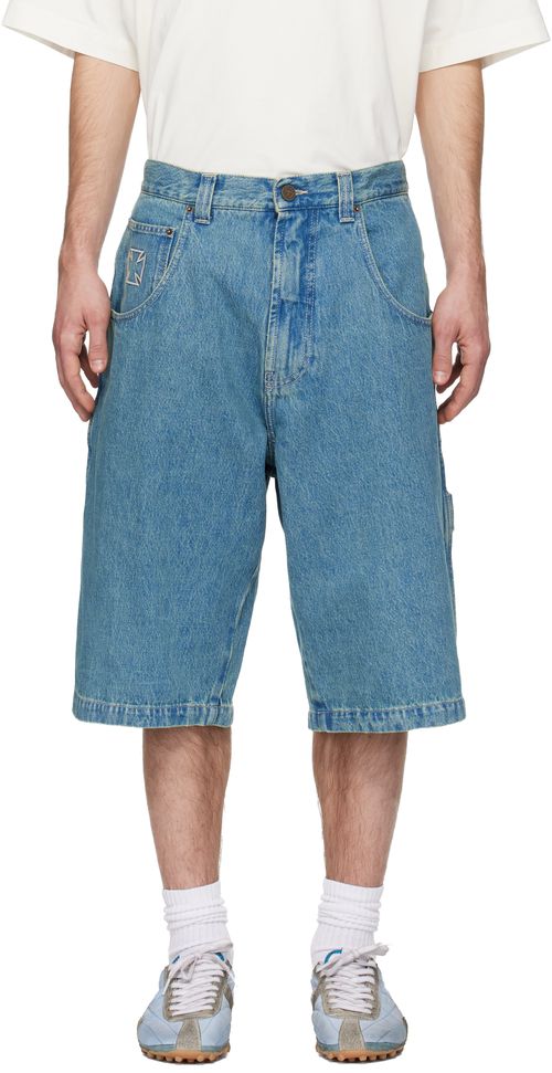 Blue Biker Cross Hip-Hop Denim Shorts