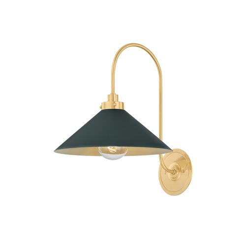 Aged Brass Soft Studio Green Wall Sconce from the Clivedon Collection
