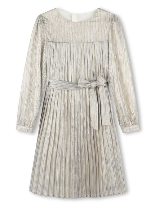 Pleated striped dress - Gold
