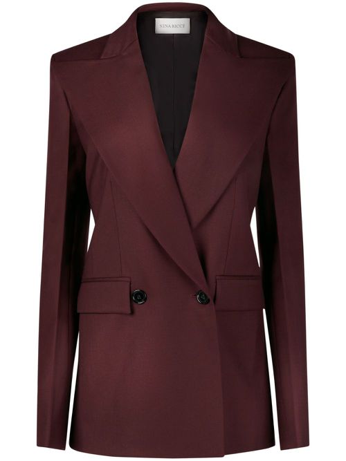 Double-breasted wool blazer - Brown