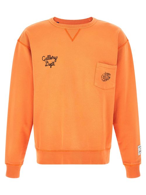 Logo-Embroidered Cotton Sweatshirt — Orange