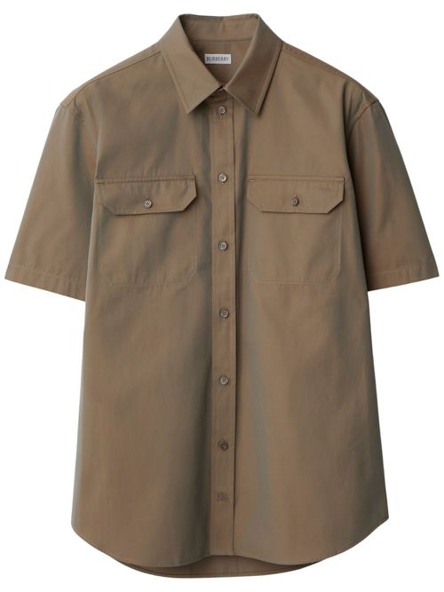 Flap-pocket cotton shirt - Brown