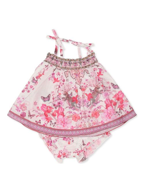 Printed top bloomer set - White