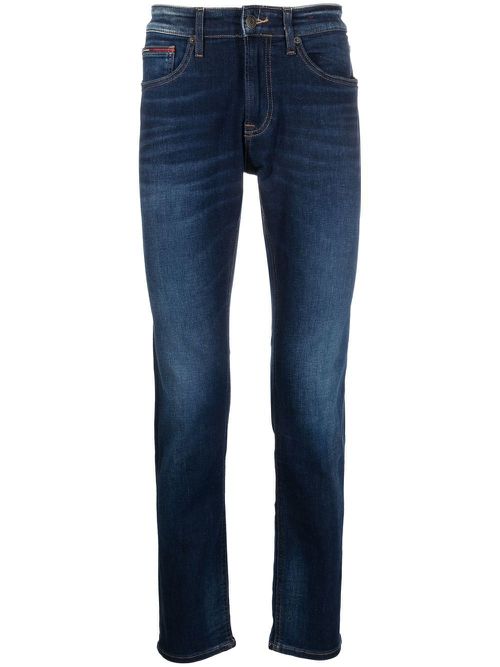 Logo-patch slim fit jeans - Blue