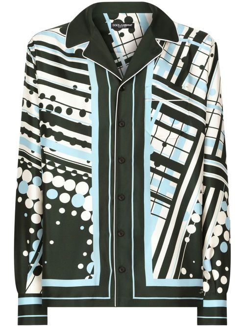 Geometric-print silk shirt - White