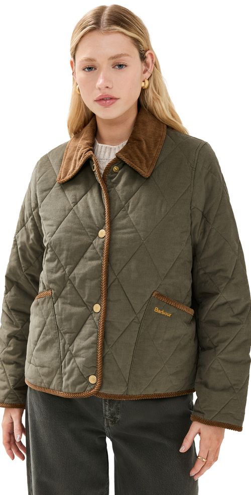 Emilia Quilted Jacket Deep Olive/Sky Dress Tartan