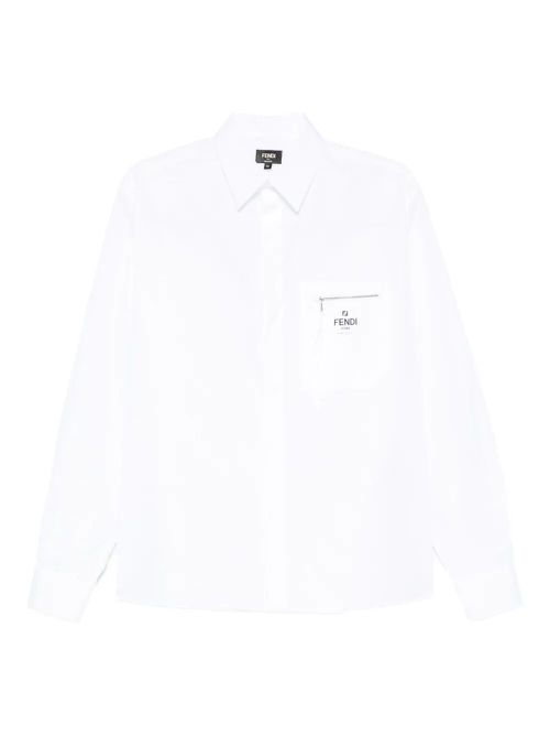 Boxy Fit Cotton Shirt With Zip Pocket