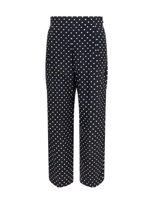 Polka-Dot Crêpe de Chine Silk Trousers — Black