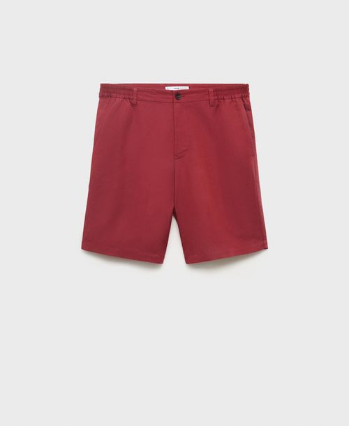 "Men's Elastic Waist Linen 9"" Bermuda Shorts - Cherry"
