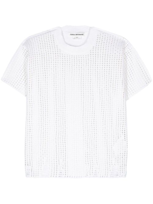 Panelled open-knit top - Neutrals