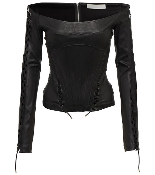 Dion Lee Hinge-seam leather bustier top
