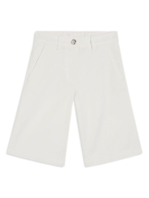 Logo-patch denim shorts - White