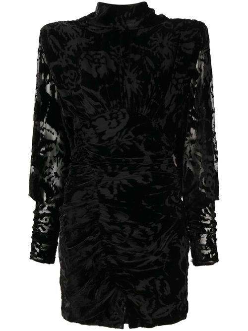 Narivo floral-jacquard velvet minidress - Black