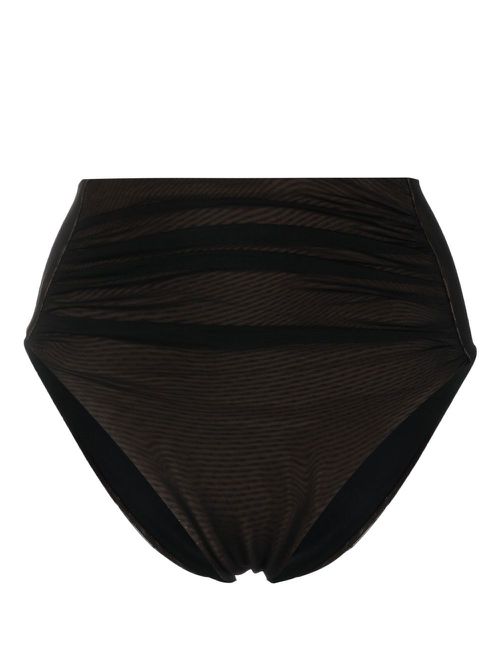 Gathered high-waisted bikini bottoms - Black