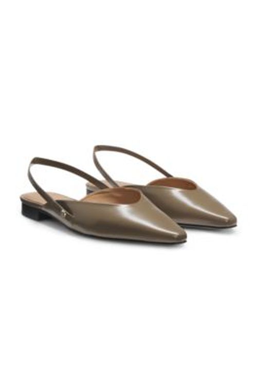 BOSS Slingback ballerina pumps in leather - Light Brown Women's Special Occasion