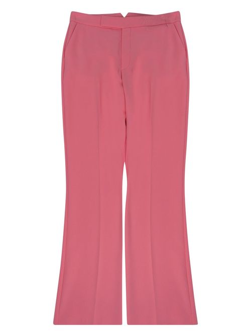 Tailored Pink Trousers with Flared Hem and Concealed Fastening