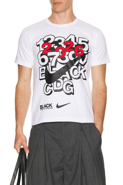 COMME des GARCONS BLACK x Nike Tee in White - White. L also in M, XL/1X
