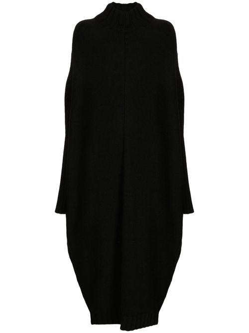 Mock-neck knitted midi dress - Black