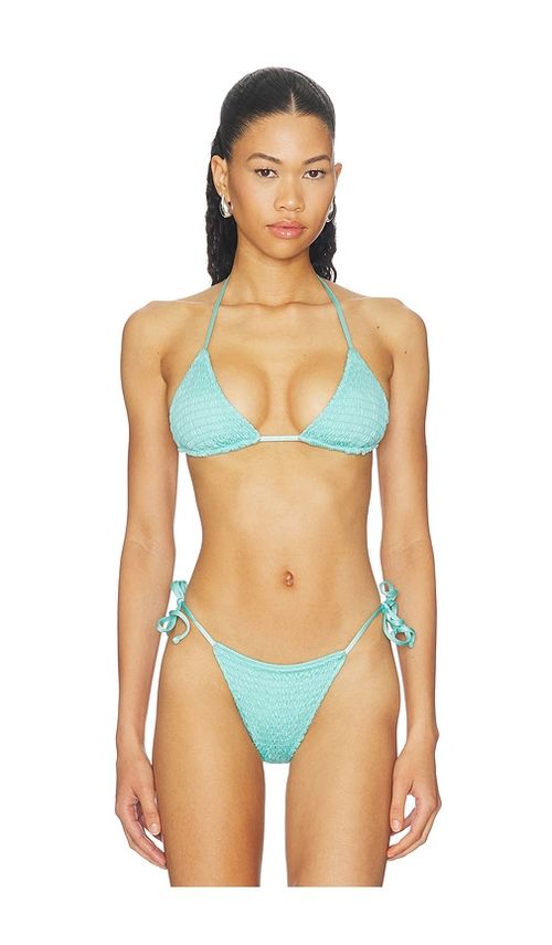 Maaji Indigo Veil Balmy Bikini Top in Baby Blue. - S also in