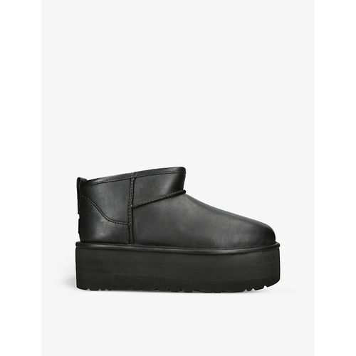 Womens Black Classic Ultra Mini Platform Suede and Shearling Boots 4