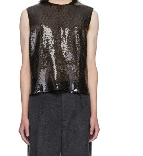 Mesh sequined vest