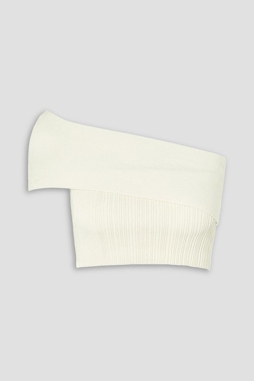 Clare one-shoulder cropped ribbed cotton-blend top