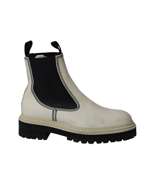 Lug Sole Chelsea Boots in White Calfskin Leather