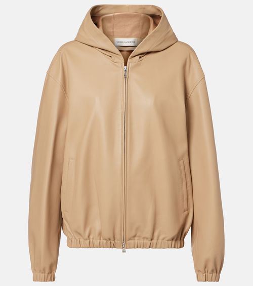 Leo leather zip-up hoodie