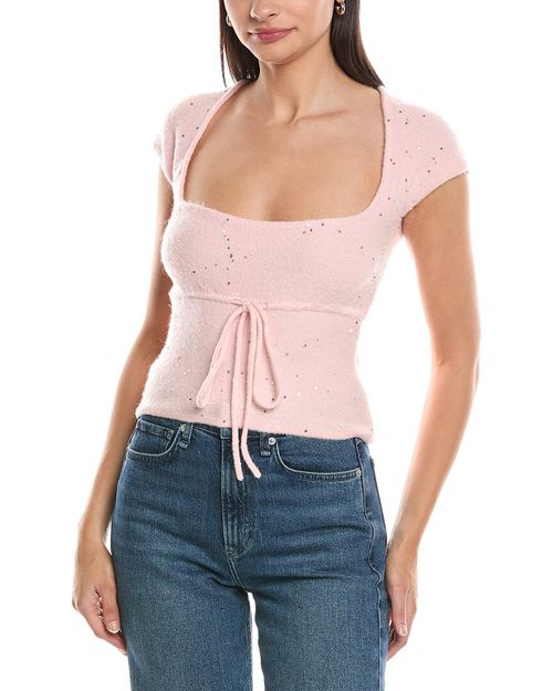 Guizio Miki Sequin Wool-Blend Knit Top