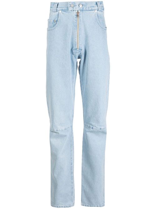 Washed straight-leg jeans - Blue