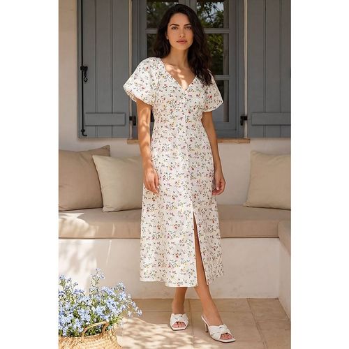 Dusk Womens Ditsy Broderie Midi Dress - White