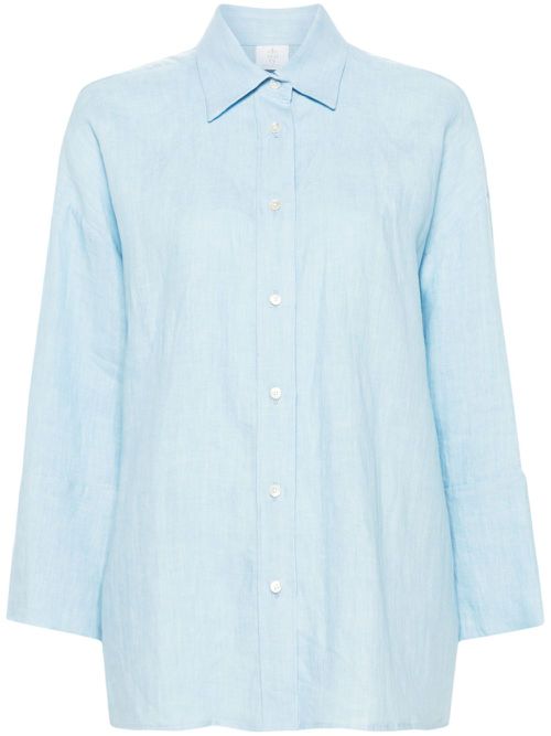 Linen drop-shoulder shirt - Blue