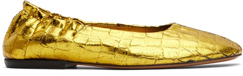 Dries Van Noten Gold Metallic Ballerina Flats