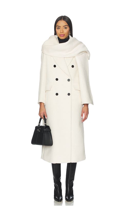Susanna Chow Collette Scarf Coat in Cream. L. Also in