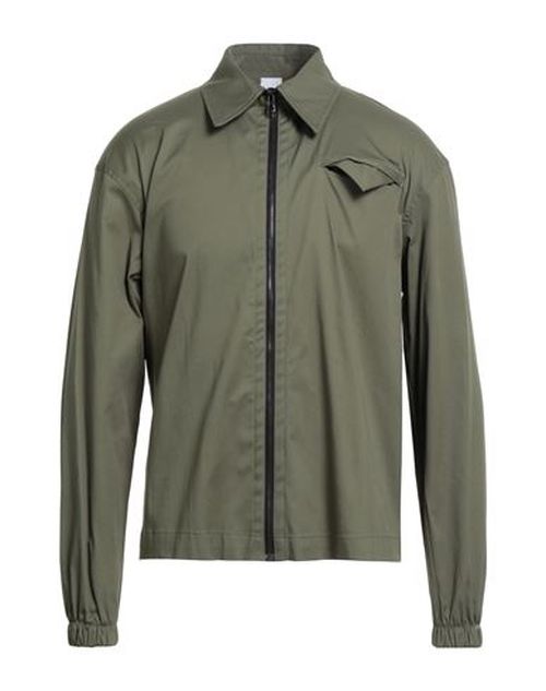 Man Shirt Military green Size L Cotton, Nylon, Elastane