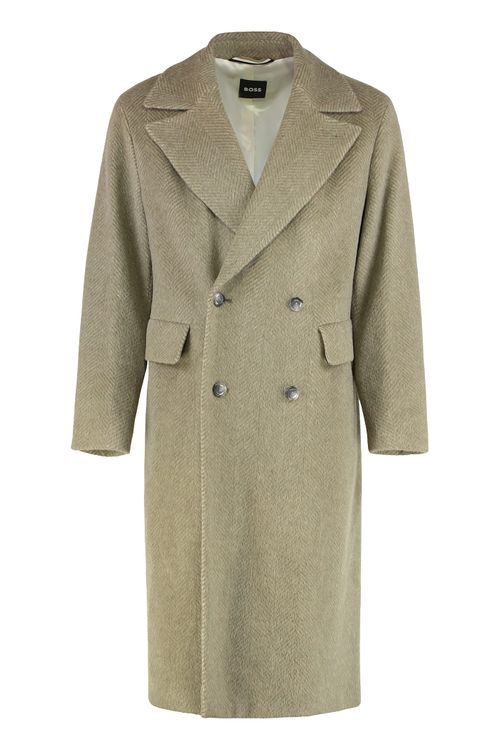 Double-breasted Coat In Alpaca Blend