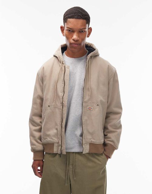 Hilham hooded canvas jacket in light tan-Brown